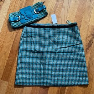 Banana Republic houndstooth clutch and skirt